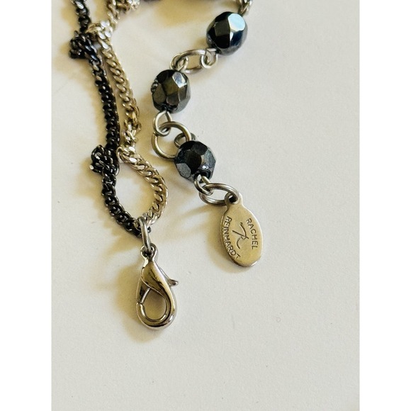 Rachel Reinmardt Necklace Two Tone Silver Gold Crystal Collar Chain Designer 18" - Picture 5 of 6